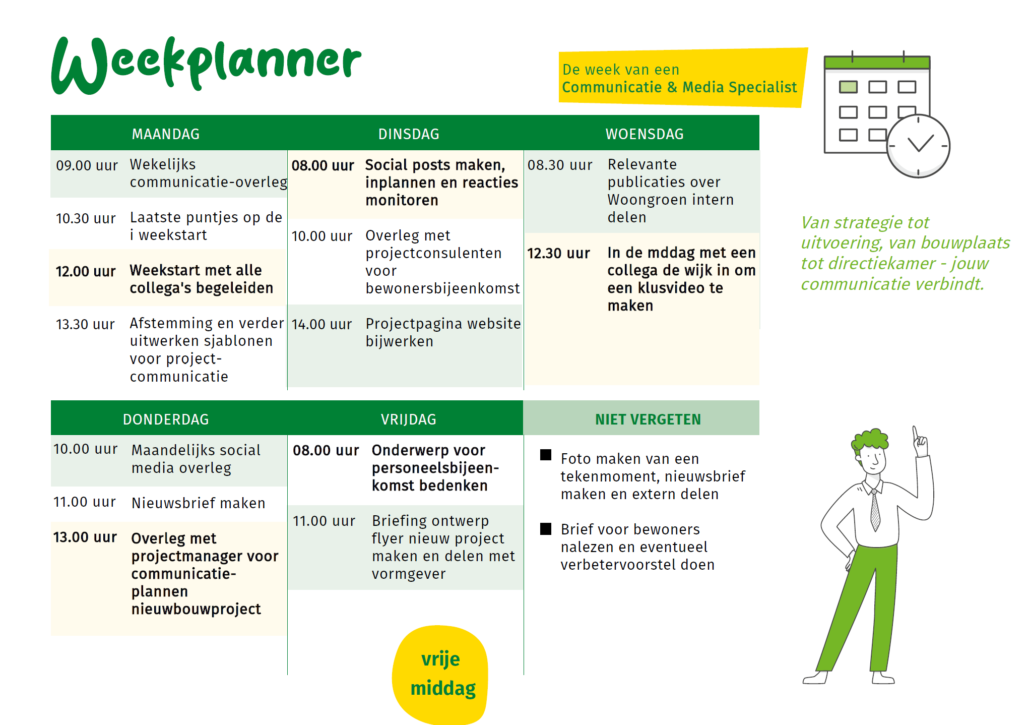 weekplanner communicatie en media specialist afb